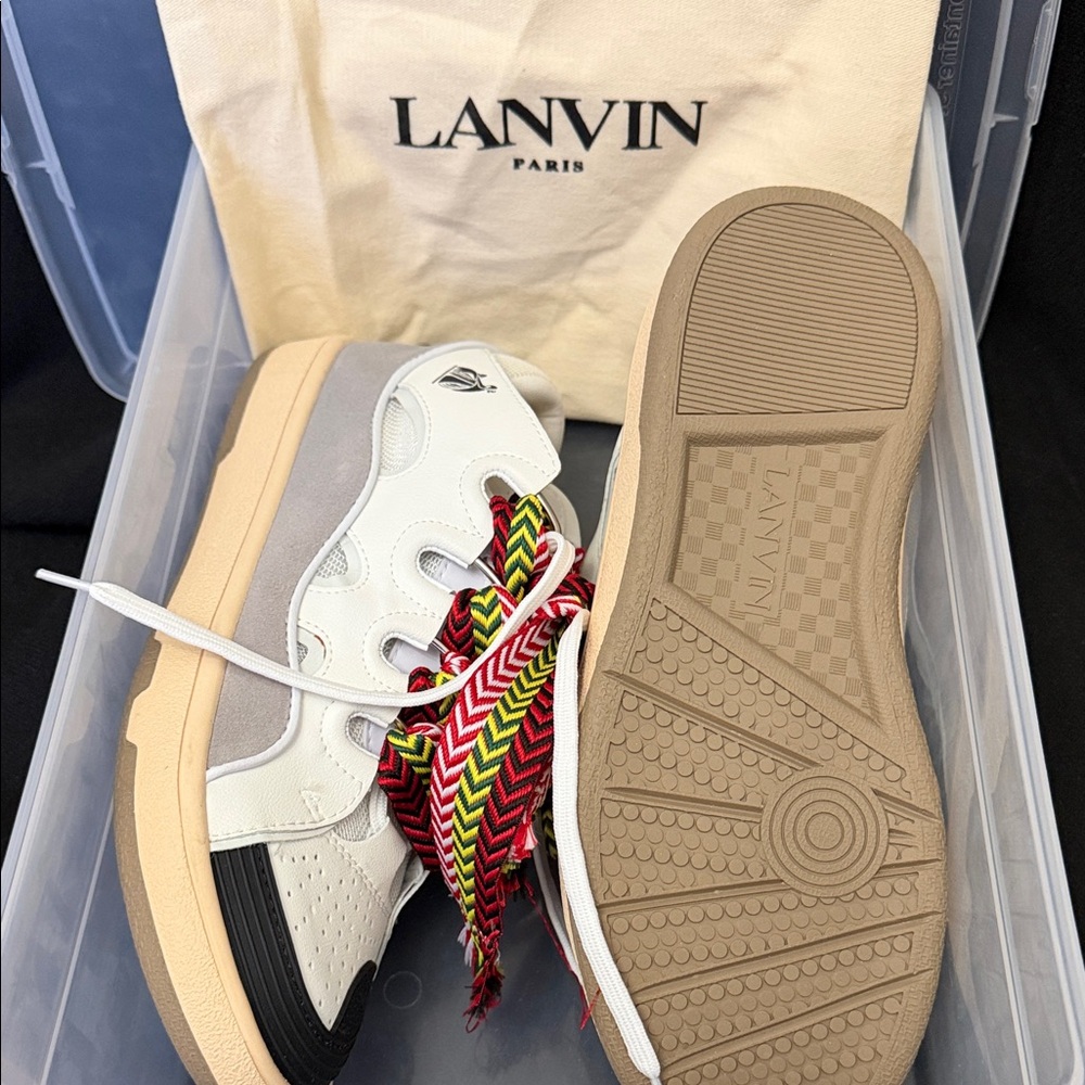 Lanvin Men’s Sneakers with Red and Green Laces size 42 US Size 9 - Picture 3 of 15
